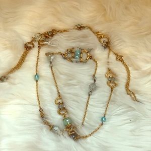 Gold with sprinkles of blue necklace
